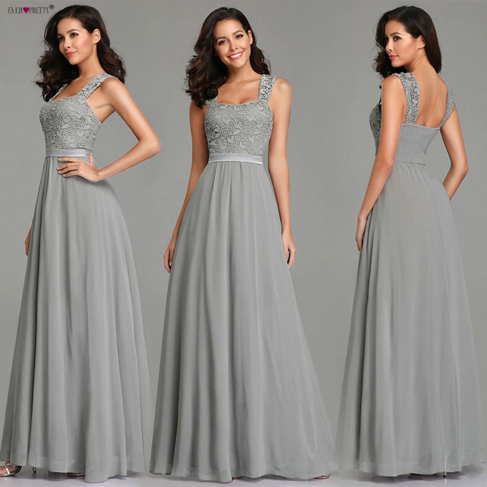 Women's Chiffon Lace Backless Long Prom Dress